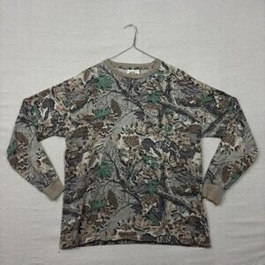 VTG High Peak Advantage Camouflage Long Sleeve T Shirt Size XL Single Stitch